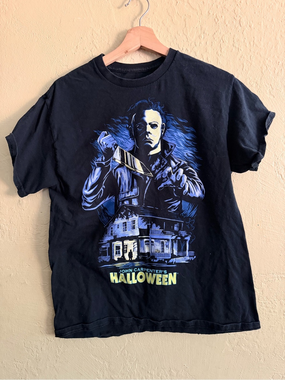 Black John Carpenter Halloween Graphic Short Sleeve Tee